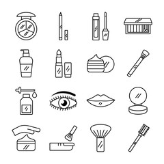 Poster - bundle of sixteen make up cosmetics set icons