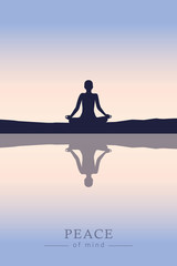 Wall Mural - peace of mind mediating person by the lake vector illustration EPS10