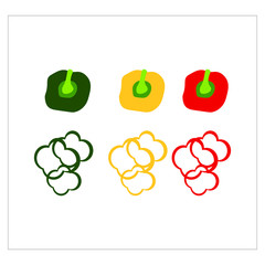 Wall Mural - three cut peppers, vector icon