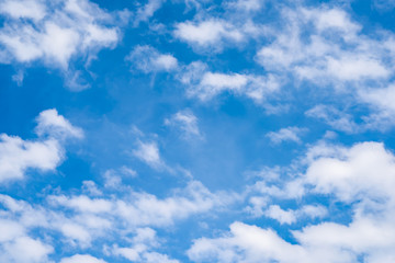 Beautiful blue sky with fluffy clouds as a background