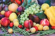 rustic composition of fruits and vegetables