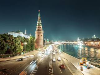 Moscow Kremlin, Embankment and Moscow River, Russia