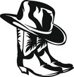 Silhouette of a cowboy hat and cowboy boots