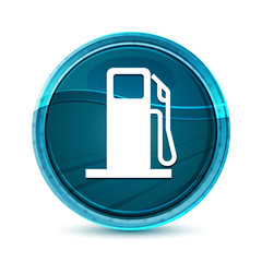 Wall Mural - Fuel dispenser icon elegant glass blue round button vector design illustration