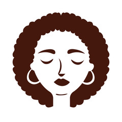 Sticker - young afro woman with hair long silhouette style