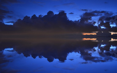 Poster - 
reflections of the blue sea in a sunset in the caribbean sea