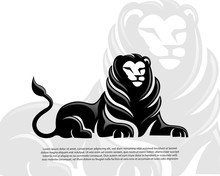 Elegant Sitting Relax Lion Logo Symbol Design Illustration