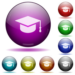 Sticker - Graduation cap icon in glass sphere buttons