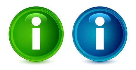 Wall Mural - Info icon artistic shiny glossy blue and green round button set
