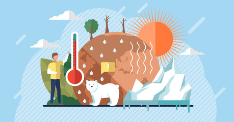 Wall Mural - global warming illustration, environment pollution, global warming heating impact concept. change cl