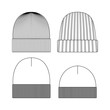 Template beanie illustration flat design outline template clothing collection hat