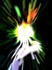 Light particle trails. Light explosion star with glowing particles and lines. Beautiful moving abstract rays background.