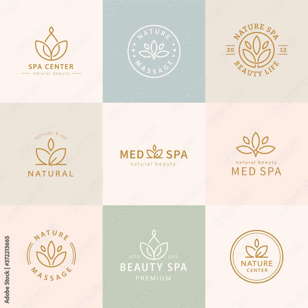 Set of lotus logo design - obrazy, fototapety, plakaty 