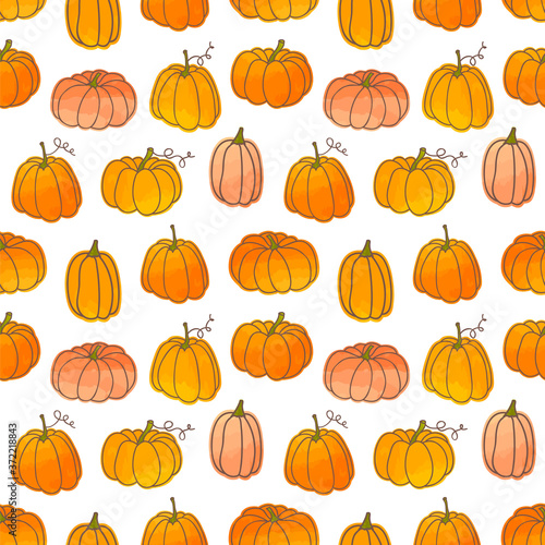 Photo Vector background with pumpkins in watercolor effect