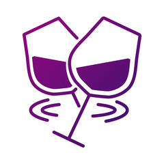 Poster - wine cups toasting gradient style icon