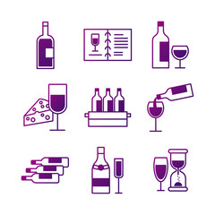 Canvas Print - bundle of nine wine set icons