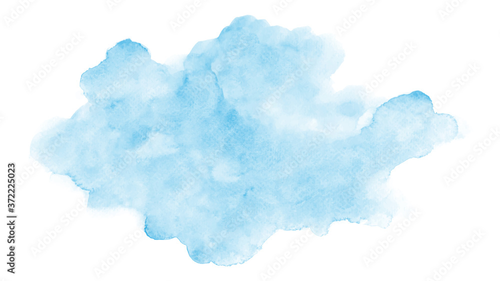 Abstract light blue clouds watercolor stain on white background - obrazy, fototapety, plakaty 