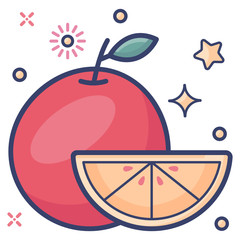 Sticker - Citrus
Orange, fruit, food, diet, healthy, organic, juicy, citrus, natural, ripe, icon, flat 
 fruit rich in vitamin C, orange in flat style 