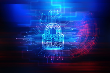 2d illustration Safety concept: Closed Padlock on digital background
