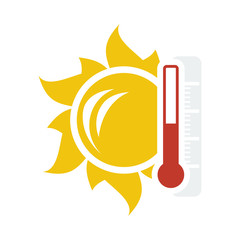 Poster - Sun And Thermometer With High Temperature Icon