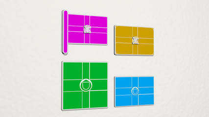 DOMINICAN REPUBLIC colorful set of icons, 3D illustration