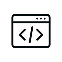 Software isolated icon, programming code linear icon, web development outline vector icon with editable stroke