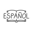 espanol (spanish) and open book, concept of learning spanish language- vector illustration