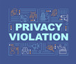 © bsd studio - Privacy violation word concepts banner. Human freedoms. Surveillance. Private space. Infographics with linear icons on pink background. Isolated typography. Vector outline RGB color illustration