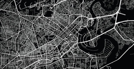 Vector aerial city road map of Ho Chi Minh, Vietnam