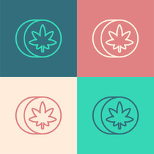 Pop Art Line Herbal Ecstasy Tablets Icon Isolated On Color Background. Vector Illustration.