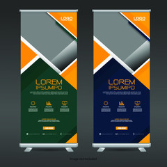 Roll up banner design template, vertical, abstract background, pull up design, modern x-banner, rectangle size.