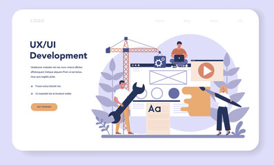 ux ui designer web banner or landing page. app interface