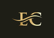 Premium Vector EC Logo. Beautiful Logotype for luxury branding. Elegant and stylish design for your company in gold color.