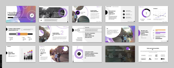 Wall Mural - geometric purple presentation element templates. vector infographics. for use in presentation, flyer