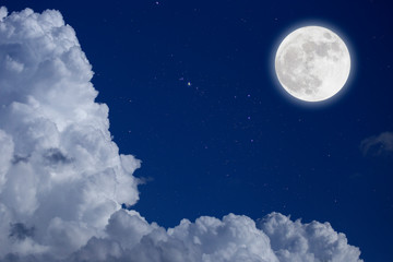Wall Mural - full moon with starry and clouds background. romantic night.