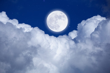 Wall Mural - full moon with starry and clouds background. romantic night.