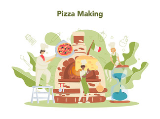 Wall Mural - pizzeria concept. chef cooking tasty delicious pizza. italian food