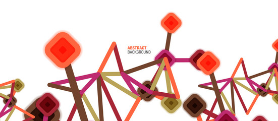 Abstract square dot connections, flat style multicolored geometric background for Wallpaper, Banner, Background, Card, Book Illustration, landing page or poster design