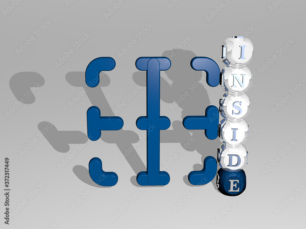 INSIDE 3D icon beside the vertical text of individual letters, 3D ...