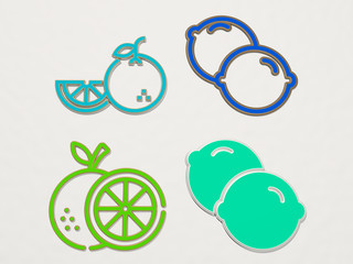 Wall Mural - lime 4 icons set, 3D illustration for background and green
