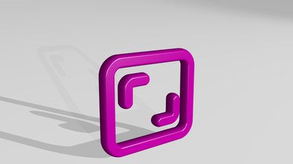 Poster - FOCUS FRAME 3D icon casting shadow, 3D illustration for background and selective
