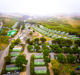 Caravan park near the ocean coast in Cornwell