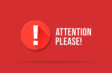 Red attention please bubble isolated on red. Important message popup