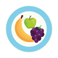 Poster - fresh fruits on dish, on white background vector illustration design