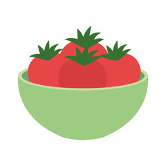 Sticker - fresh tomatoes vegetables on bowl, in white background vector illustration design