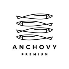 Sticker - anchovy logo vector icon illustration