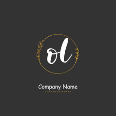 O L OL Initial handwriting and signature logo design with circle. Beautiful design handwritten logo for fashion, team, wedding, luxury logo.