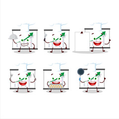 Wall Mural - Cartoon character of chart going up with various chef emoticons