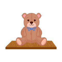 Wall Mural - toy teddy bear, on wooden table vector illustration design