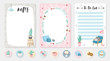 © Una - Set of planners and to do list with cute  illustrations. Template for agenda, planners, check lists, notebooks, cards, stickers, and other stationery. Vector background